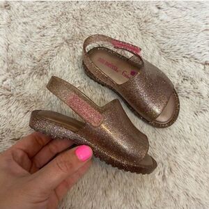 Mini Melissa × Fabula Pink Glitter Jelly Slingback Sandals Toddler Size 6
